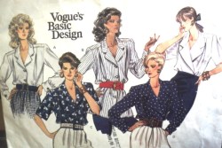 2226 VOGUE LOOSE COLLAR YOKE SS-LS BLOUSE WRAP OR NOT PATTERN 12-16 Uncut